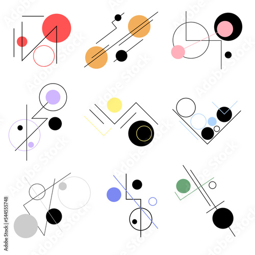 Set of abstract elements with circles and lines. Vector ioslated illustration photo