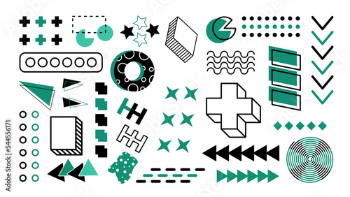 Memphis elements. retro funky graphic, 90s trends designs and vintage geometric print element
