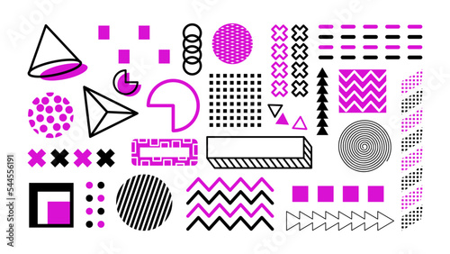 Memphis elements. retro funky graphic, 90s trends designs and vintage geometric print element