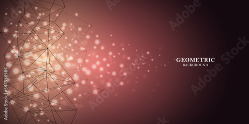 Geometric abstract background with connected line and dots. Graphic background for your design. Cybernetic background dots. Lines plexus. Vector illustration
