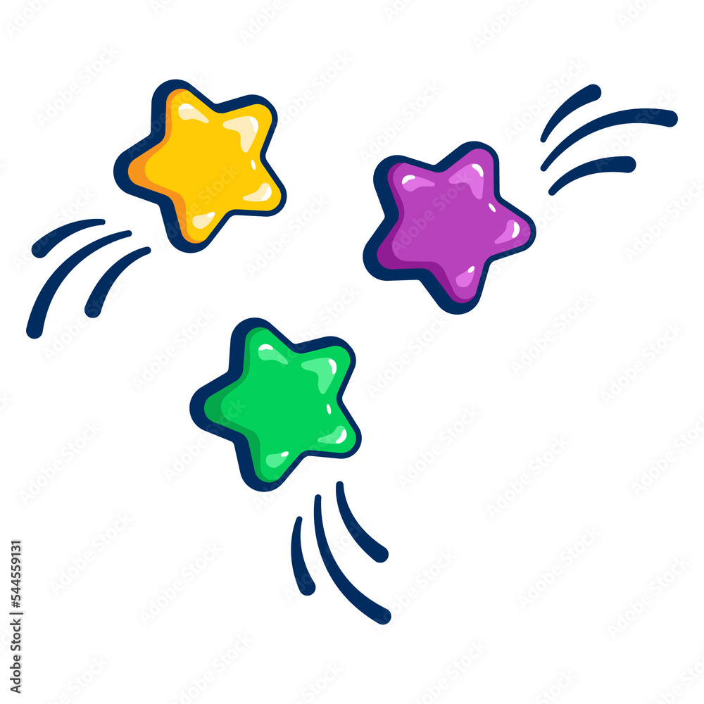 three brightly colored holiday stars, arranged in a circle, doodle three brightly colored holiday stars, arranged in a circle, doodle