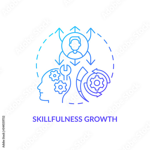 Skillfulness growth blue gradient concept icon. Student development. Advantage of non formal education abstract idea thin line illustration. Isolated outline drawing. Myriad Pro-Bold font used