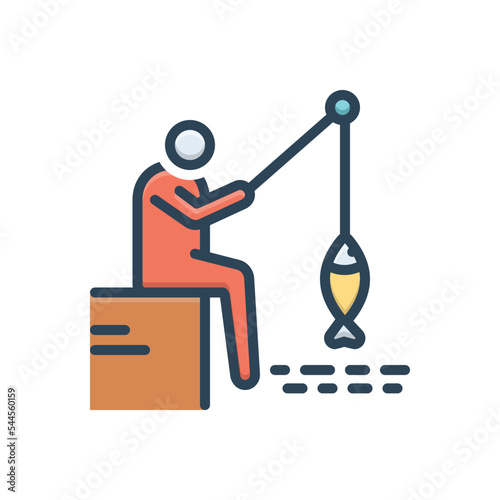 Color illustration icon for fishing