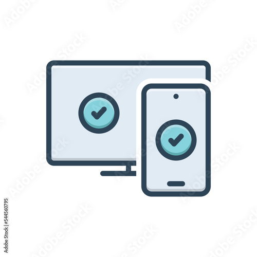 Color illustration icon for connected photo