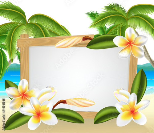 A tropical flower frangipani plumeria border sign