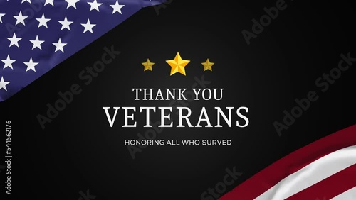 Thank you Veterans. Honoring all who served. Happy Veterans day. American flag on the back. Poster, wallpaper, background