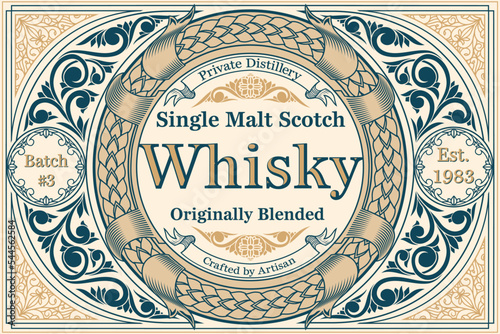 Scotch whisky - ornate vintage decorative label