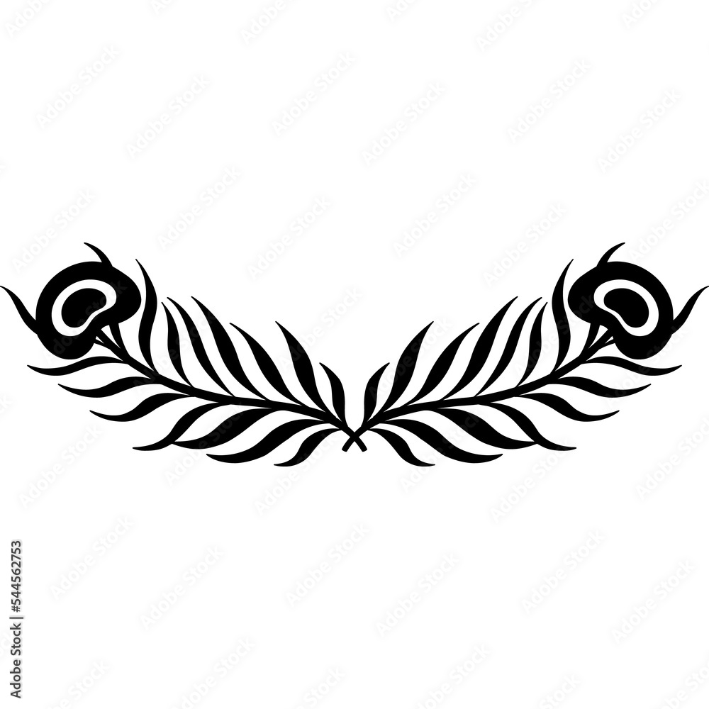 Fototapeta premium Element design peacock feather nature.Art deco hand drawn style.