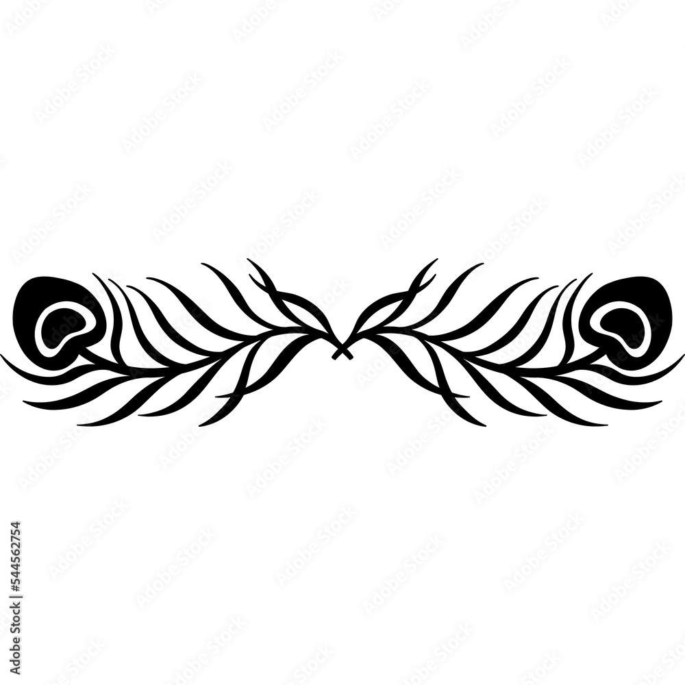 Element design peacock feather nature.Art deco hand drawn style.