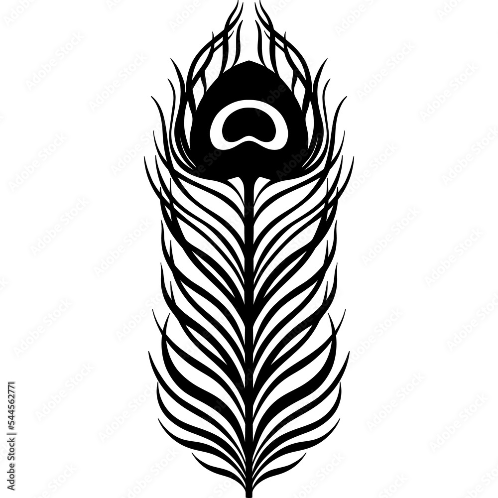 Element design peacock feather nature.Art deco hand drawn style.