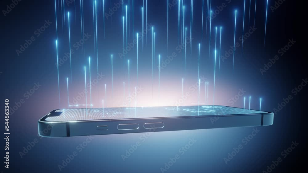 Smart phone speed internet data, line represent speed internet data internet and network, blue background