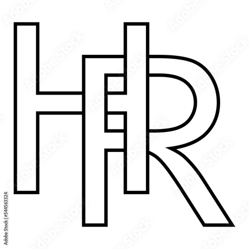 Logo sign hr rh icon, nft interlaced letters r h
