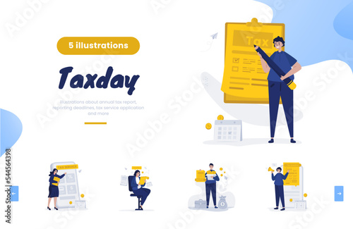 Taxday tax report illustration bundle pack