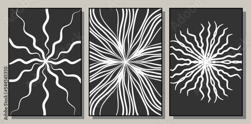 Set of three vector abstract illustrations for creativity, design, decor. © Лилия Агапова