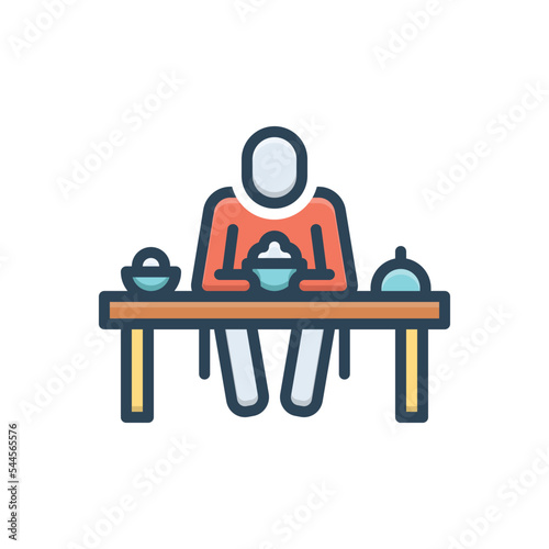 Color illustration icon for ate dinner
