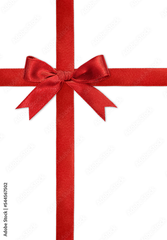 Shiny red satin ribbon on white background Shiny red satin ribbon on white background