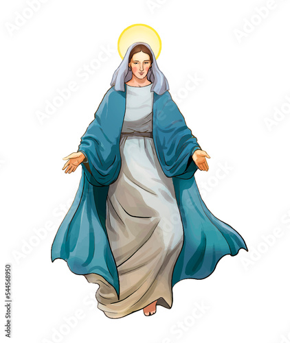 Illustration isolated Virgin Mary anunciation.
