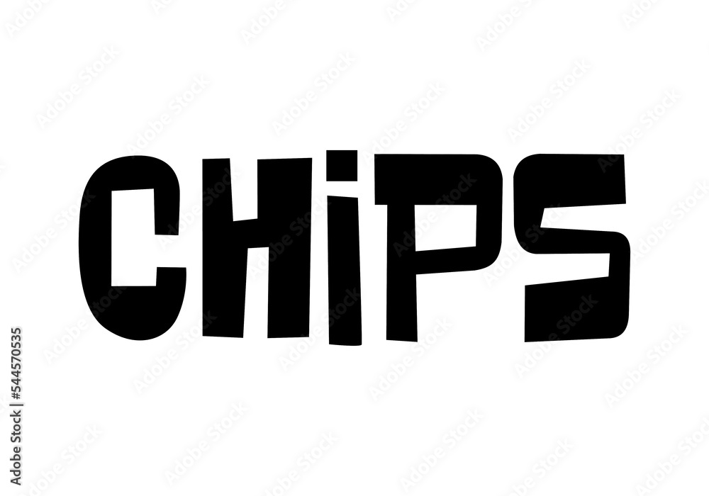 Crispy text, lettering quote hand drawn creative concept for your business. Chips modern style, product. Vector illustration Crispy text, lettering quote hand drawn creative concept for your business. Chips modern style, product. Vector illustration
