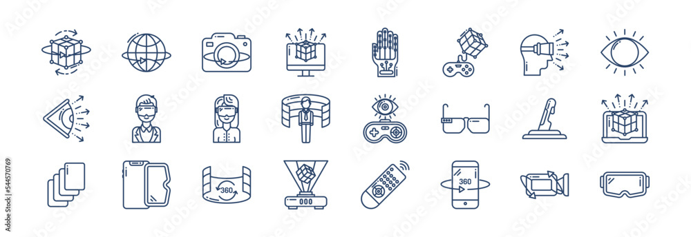 Collection of icons related to Virtual Reality, including icons like vr ...
