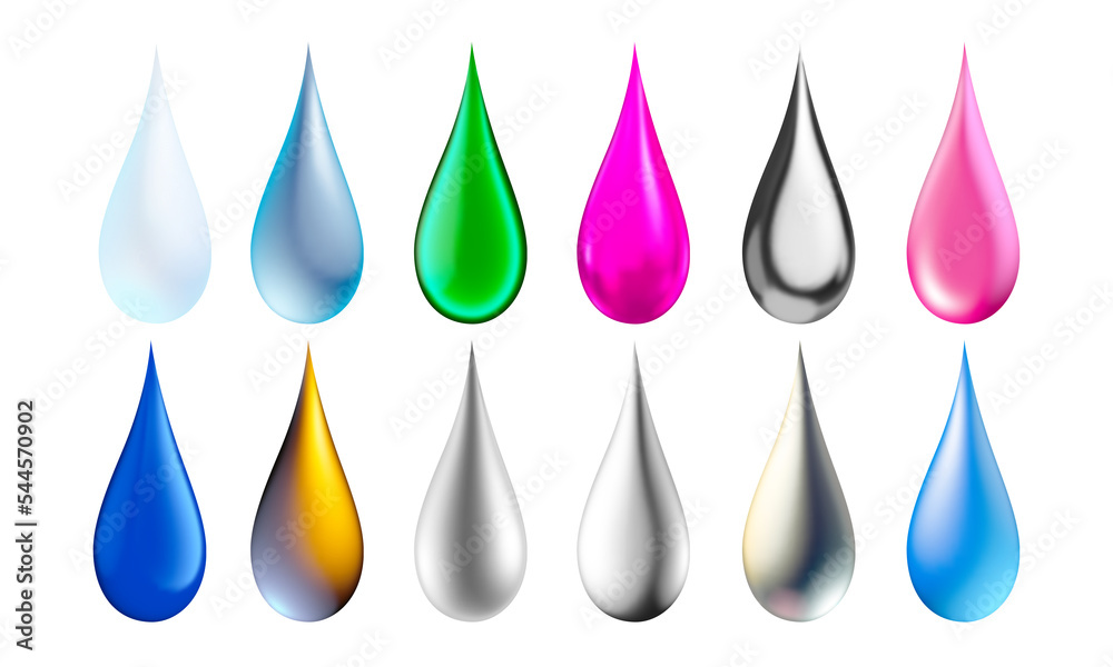 colorful water material drop on transparent background, 3d render illustration colorful water material drop on transparent background, 3d render illustration