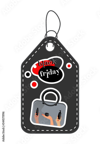 
Black Friday sale black tag advertising, vector illustration