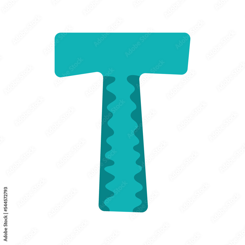 The letter T. Symbol from the cute alphabet. Isolated on white background. Vector illustration. The letter T. Symbol from the cute alphabet. Isolated on white background. Vector illustration.