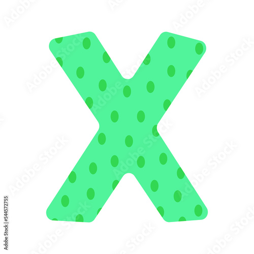 The letter X. Symbol from the cute alphabet. Isolated on white background. Vector illustration.