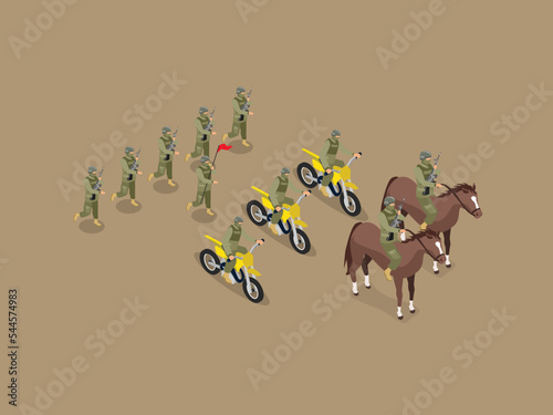 isometric design of a military parade