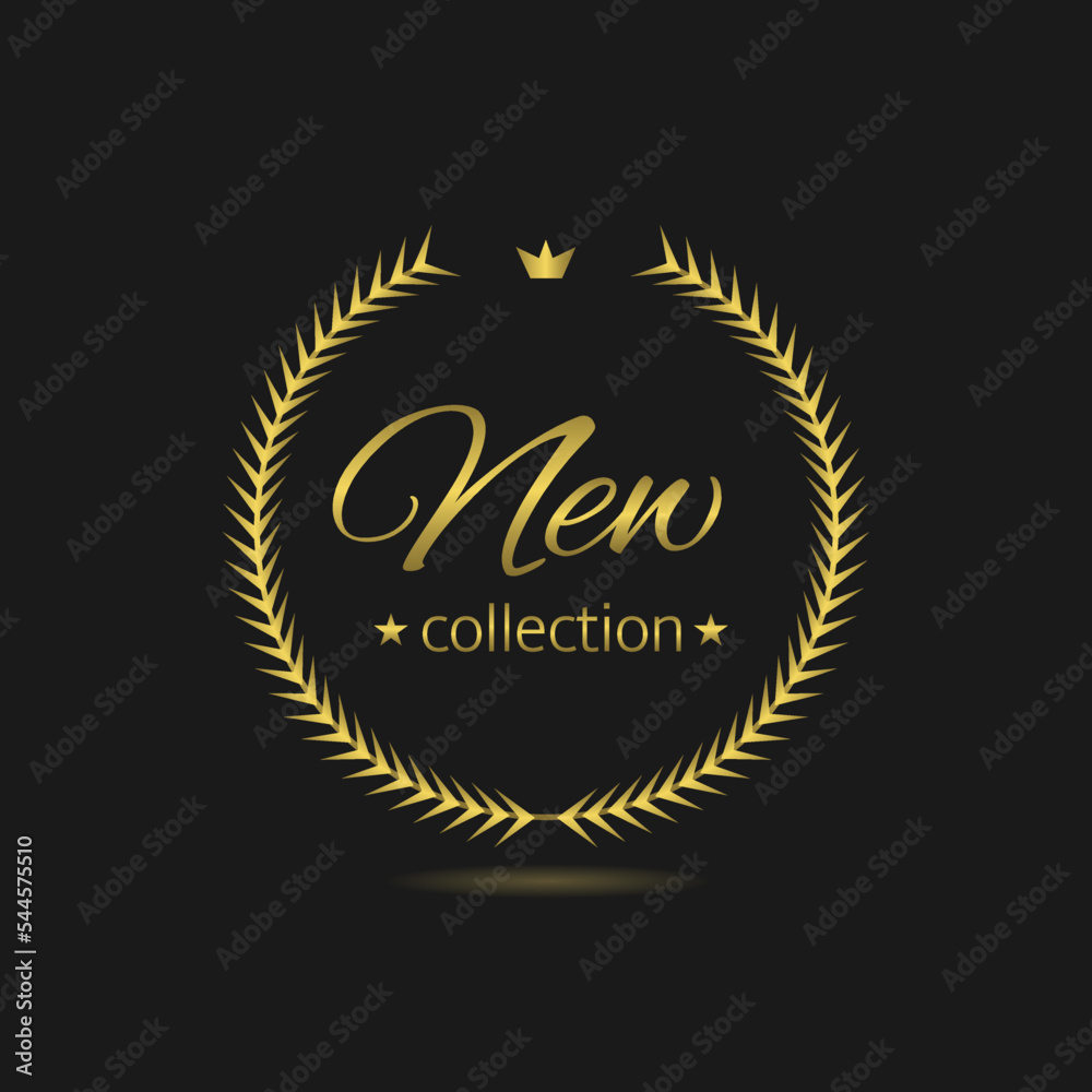 Fototapeta premium New collection golden laurel wreath label