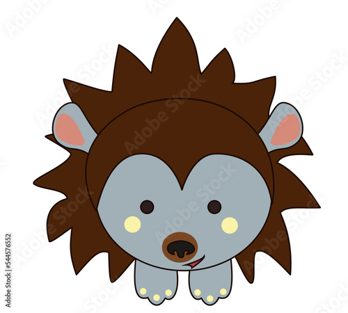 Hedgehog Cub Cute Cartoon Kawaii  in Flat  Isolated Vector Illustration 