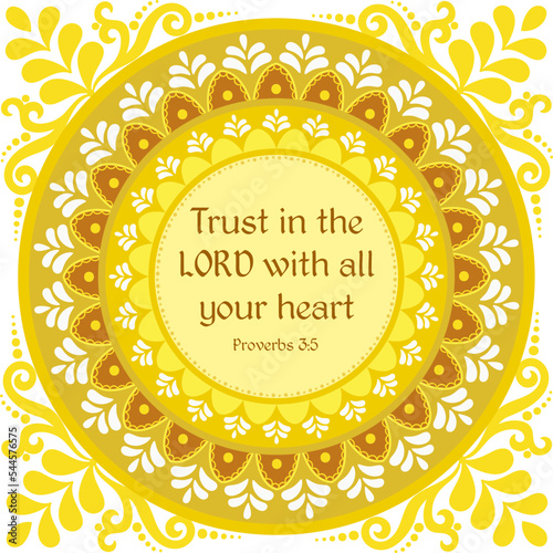 Trust in the LORD with all your heart Proverbs 3:5  , decorative biblical quote square card