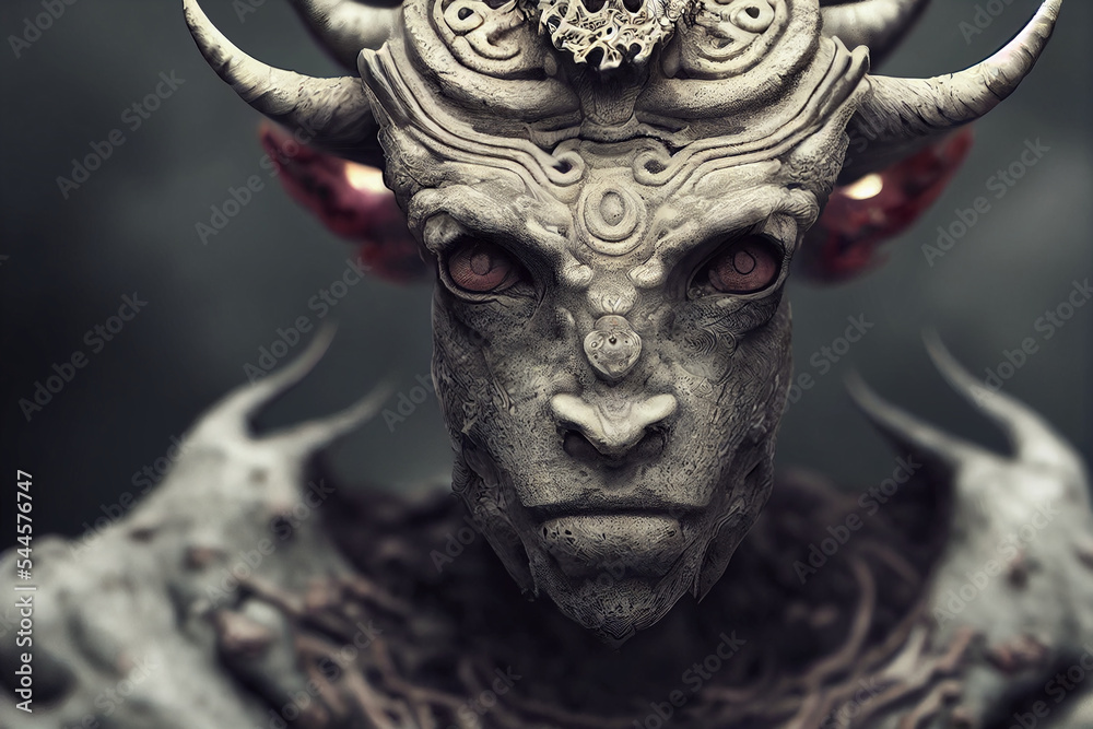 Scary ancient demon monster - obrazy, fototapety, plakaty 