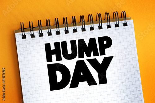 Canvas Print Hump Day text on notepad, concept background