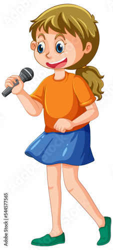 Singer girl cartoon character isolated