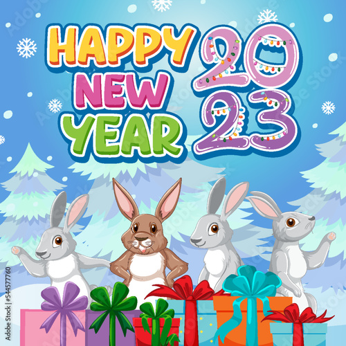 Happy New Year 2023 Banner in Christmas theme