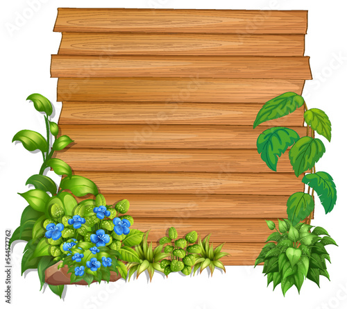 Wooden board template with nature leaves