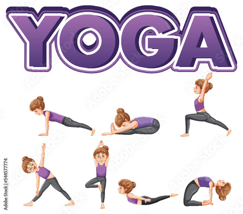 Set of yoga postures