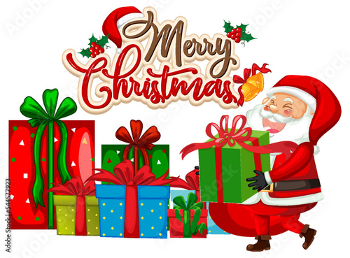 Merry Christmas text with Santa Claus