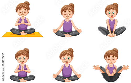Set of yoga postures