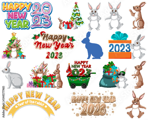Set of 2023 new year element icon