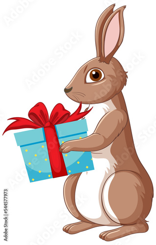 Cute rabbit with gift box