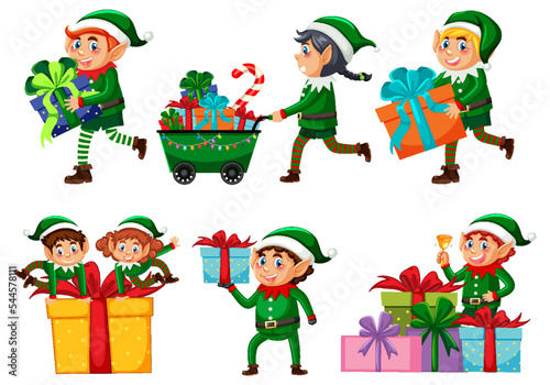 Christmas Elf cartoon character set