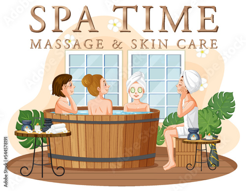 Spa time text with women in hot tub