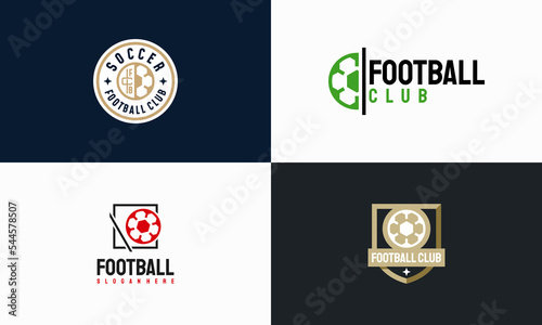 Set of Football Badge with shield logo designs, Soccer Badge logo template