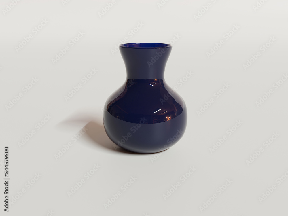3D render - dark blue ceramic flower vase on a white background 3D render - dark blue ceramic flower vase on a white background