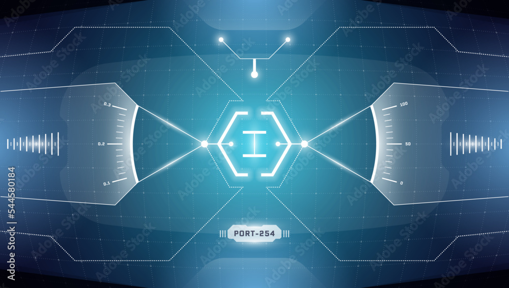 VR HUD technology head up display target. Digital futuristic virtual ...