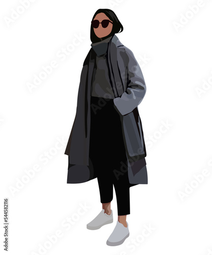 Glamour street girl. Beautiful stylish woman stylish girl