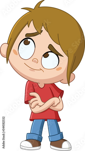 Thinking boy with arms crossed
