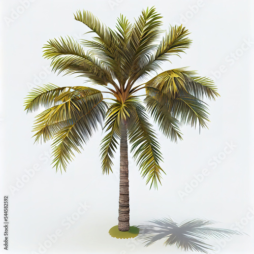 Palm tree isolated on white background, ai generated illustration