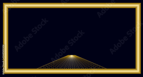 Gold frame Black premium abstract background with luxury golden geometric elements Copy space Horizontal vector illustration